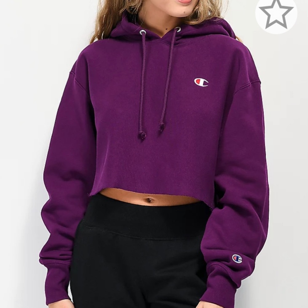 Champion Reverse Weave Venetian Purple Crop Hoodie